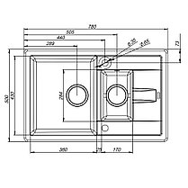 Мойка IDDIS VANE G V17G785i87 две чаши 1 1/2 780*500 серая   **, фото 3