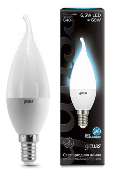 Лампа Gauss E14 5W 4100K свеча