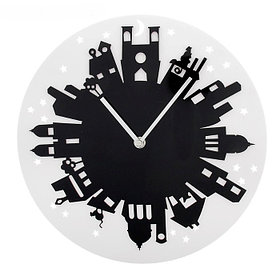 Часы настенные интерьерные "Серия Акрил. Город", d=30 см, чёрно-белые