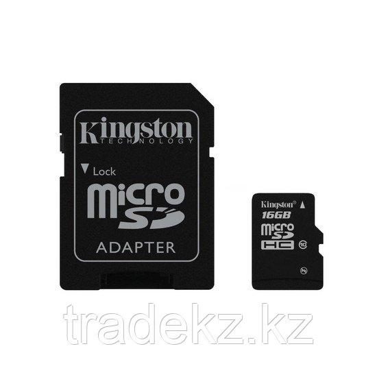 Карта памяти Kingston SDC10G2/16GB Class 10 16GB + адаптер для SD