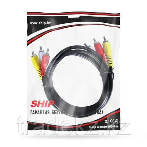 Интерфейсный кабель RCA (тюльпаны аудио-видео-звук) SHIP SH8053-1.5P Пол. пакет, фото 2