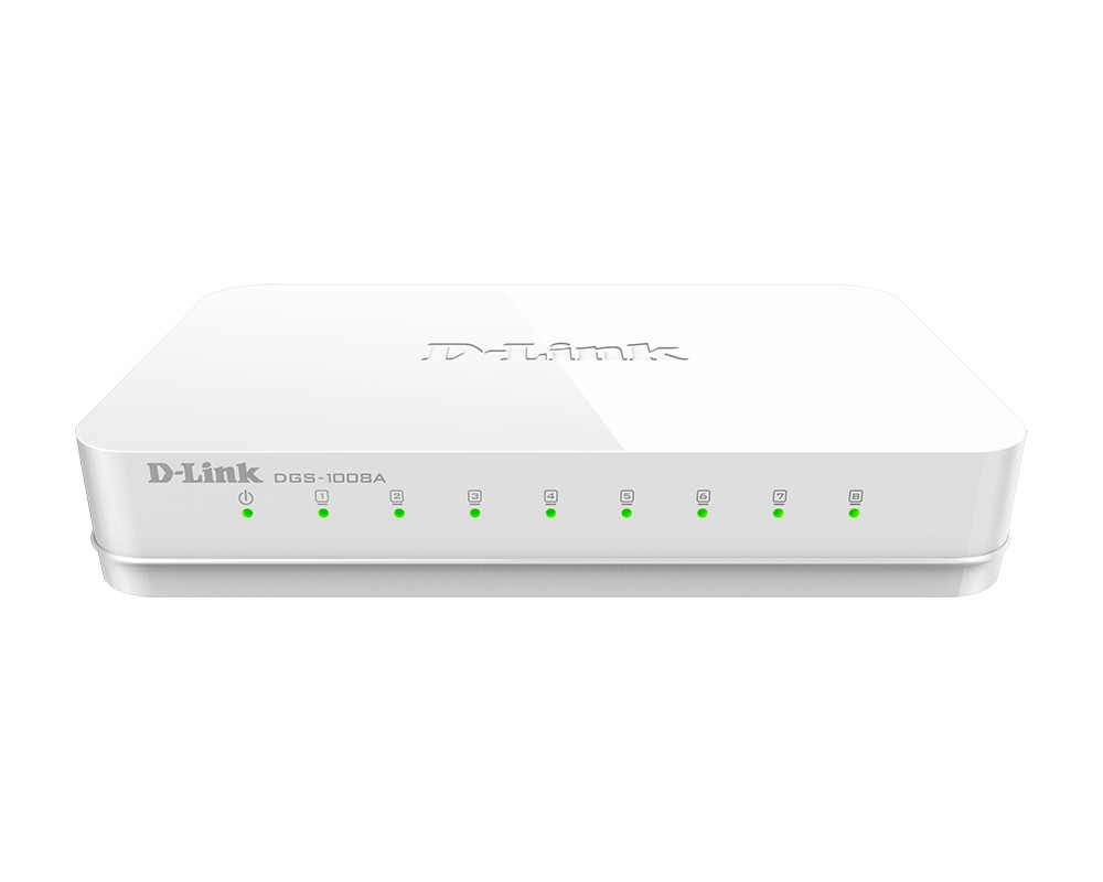 D-Link DGS-1008A Коммутатор 8-порт10/100/1000 неуправляемый пластиковый корпус