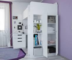 Кровать-чердак 5 в 1 Polini Simple с письменным столом и шкафом (белый)