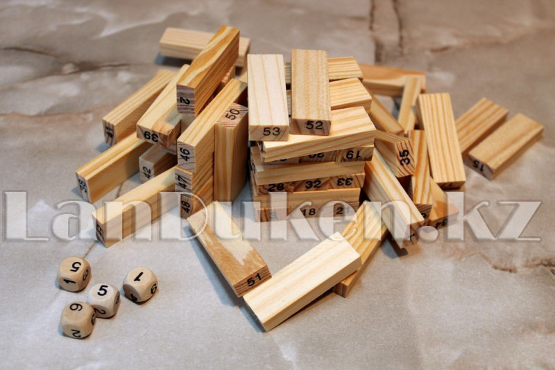 Настольная игра "Дженга" 54 деревянные детали с кубиками - фото 3 - id-p45980365