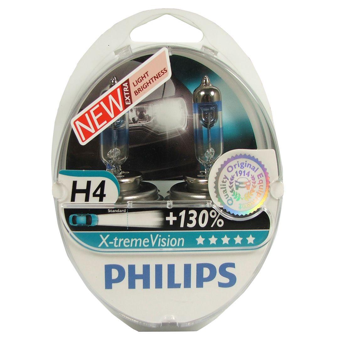 Усиленные галогенные лампы PHILIPS H4 +130 ВОХ X-TREME VISION - фото 1 - id-p46048195
