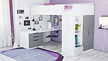 Кровать-чердак Polini Simple с письменным столом и шкафом, белый-серый, фото 5