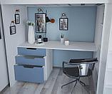 Кровать-чердак Polini Simple с письменным столом и шкафом, белый-голубой, фото 2