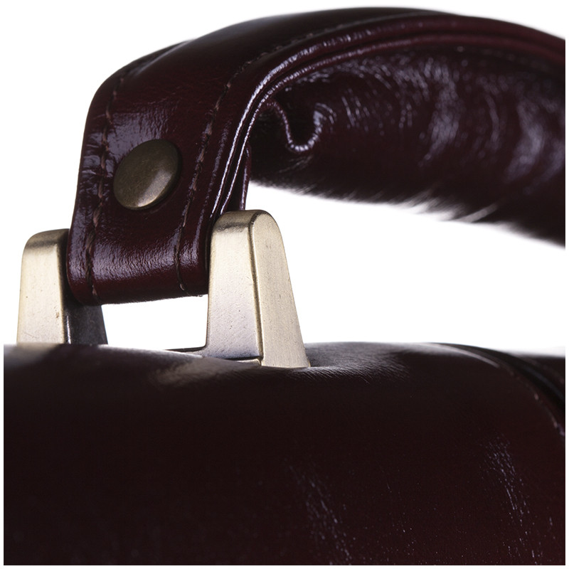 Портфель Delucci "Гиперион" кожа, темный коньяк, 2 отделения, метал. замок, с ремнем - фото 3 - id-p46082203