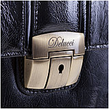 Портфель Delucci "Стефано" кожа, черный, 2 отделения, метал. замок, с ремнем, фото 3