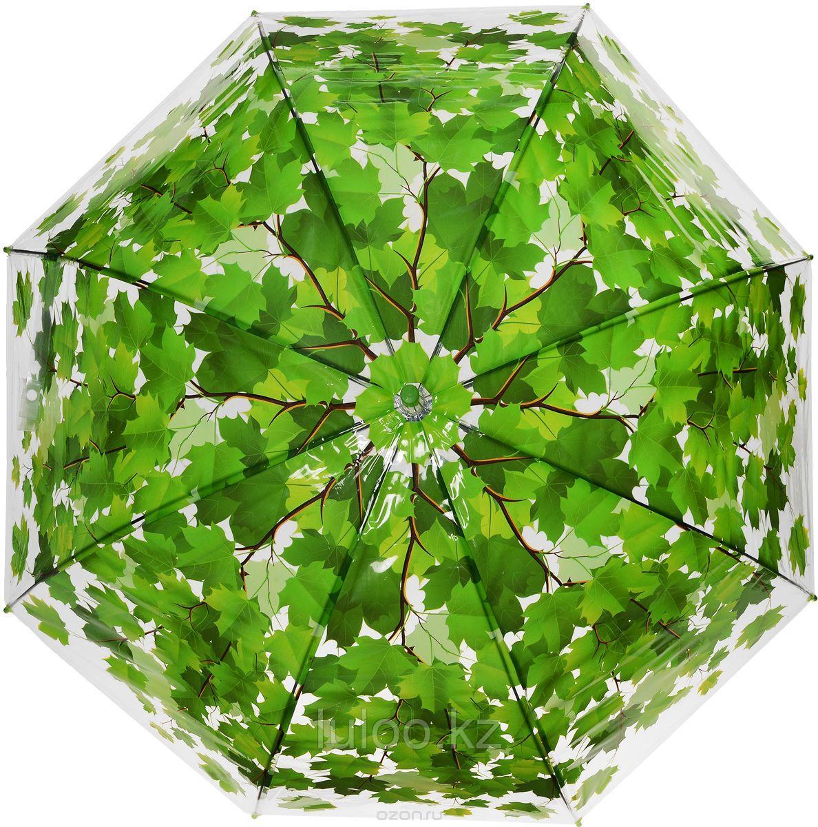 Прозрачный зонт "Листопад", зеленый