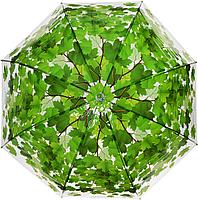 Прозрачный зонт "Листопад", зеленый