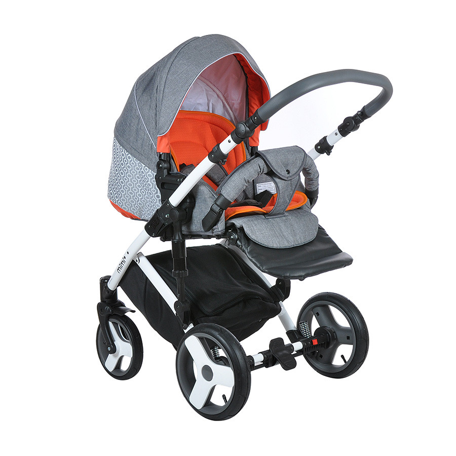 Коляска Tutis Zippy Mimi Plus Premium 3 в 1 серый лен/оранж/орнамент