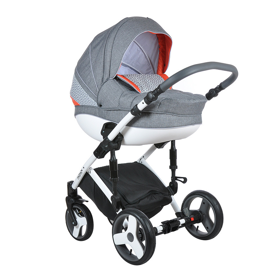 Коляска Tutis Zippy Mimi Plus Premium 3 в 1 серый лен/оранж/орнамент