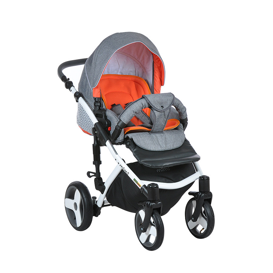 Коляска Tutis Zippy Mimi Plus Premium 3 в 1 серый лен/оранж/орнамент