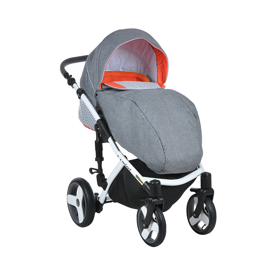 Коляска Tutis Zippy Mimi Plus Premium 3 в 1 серый лен/оранж/орнамент
