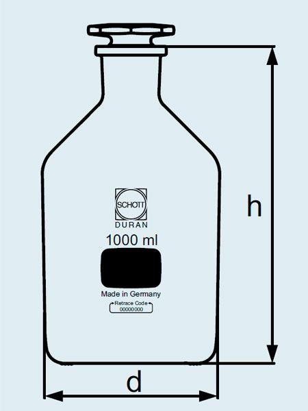 Бутыль DURAN Group 250 мл, NS19/26 узкогорлая, с пробкой, бесцветное стекло - фото 2 - id-p46131150