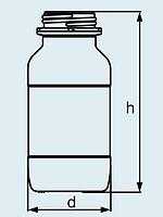 Бутыль DURAN Group 250 мл, GL45, квадратная, широкогорлая, без крышки и сливного кольца, коричневое силикатное стекло
