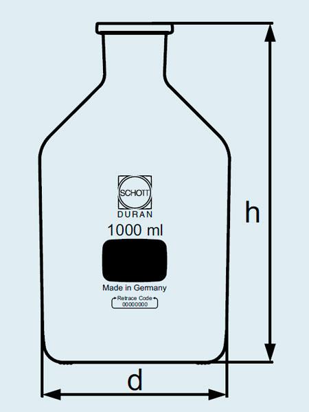 Бутыль DURAN Group 50 мл, NS14/15 узкогорлая, без пробки, бесцветное стекло - фото 2 - id-p46131181
