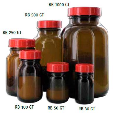 Бутыль для проб Behr RB 1000 GT, 1000 мл, широкое горло, коричневое стекло, крышка PP, 10 шт/упак - фото 1 - id-p46131487