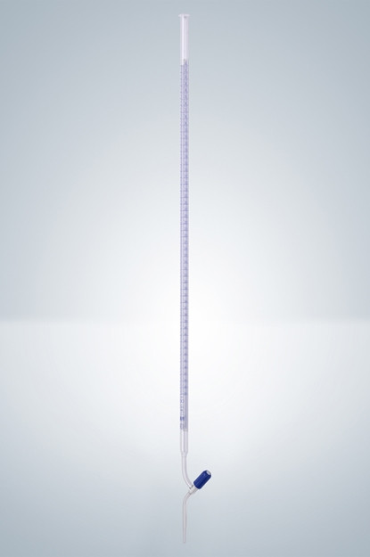Бюретка Hirschmann 10 : 0,02 мл, класс AS, с линией Шеллбаха, светлое стекло, синяя градуировка, клапанный PTFE кран - фото 1 - id-p46131631