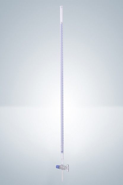 Бюретка Hirschmann 10 : 0,02 мл, класс B, с линией Шеллбаха, светлое стекло, синяя градуировка, стеклянный кран - фото 1 - id-p46131637
