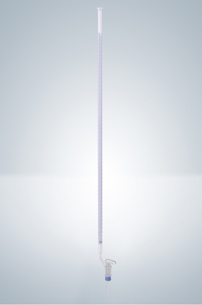 Бюретка Hirschmann 10 : 0,02 мл, класс B, с линией Шеллбаха, светлое стекло, синяя градуировка, боковой стеклянный кран - фото 1 - id-p46131638