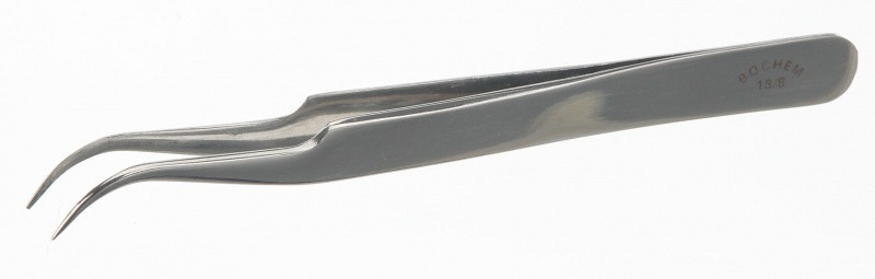 Пинцет Bochem прецизионный, острый, изогнутый из нержавеющей стали, длина 105 мм - фото 1 - id-p46135387