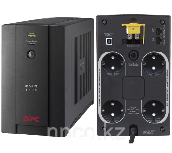 UPS APC/BX1400U-GR/Back/AVR, 4 Schuko, USB, RJ-11/1 400 VА/700 W