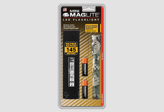 Фонарь MINI MAGLITE LED 2xAA (77 Lum)(с 2-мя батарейками и чехлом) (камуфляж UCP)(в блистере) R34351