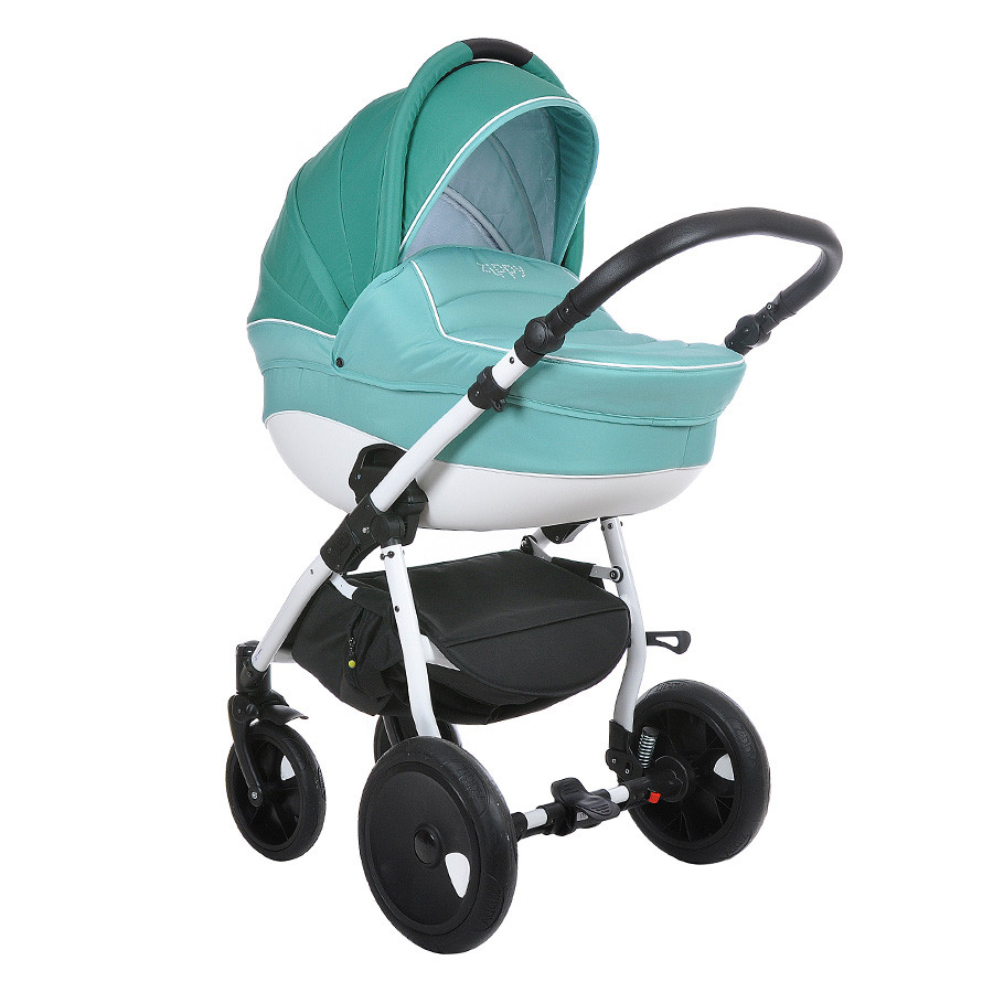 Коляска Tutis Zippy Orbit 2 в 1 белая рама темно-бирюзовый/светло-бирюзовый/светлый кант