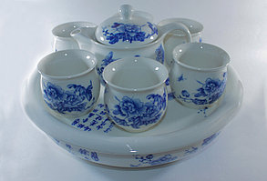 Чайный сервиз в китайском стиле, "Синие розы", на 6 персон