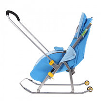 Санки-коляска "Ника детям 4" с прорезиненными колёсами, цвет бирюза-синий, фото 2