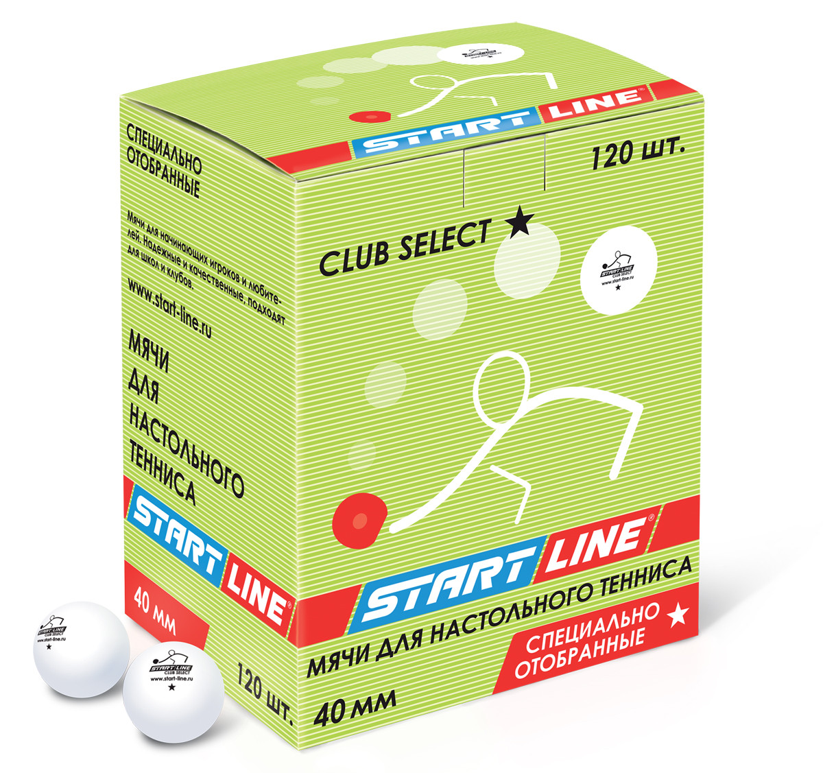 Шарики для настольного тенниса Club Select 1* (120 мячей в упаковке, белые)