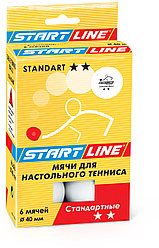 Шарики для настольного тенниса Standart 2* (6 мячей в упаковке, белые)