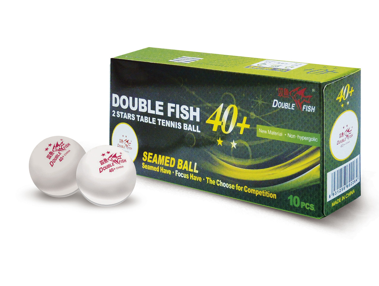 DOUBLE FISH 40+ 2*, 10 мячей в упаковке, белые