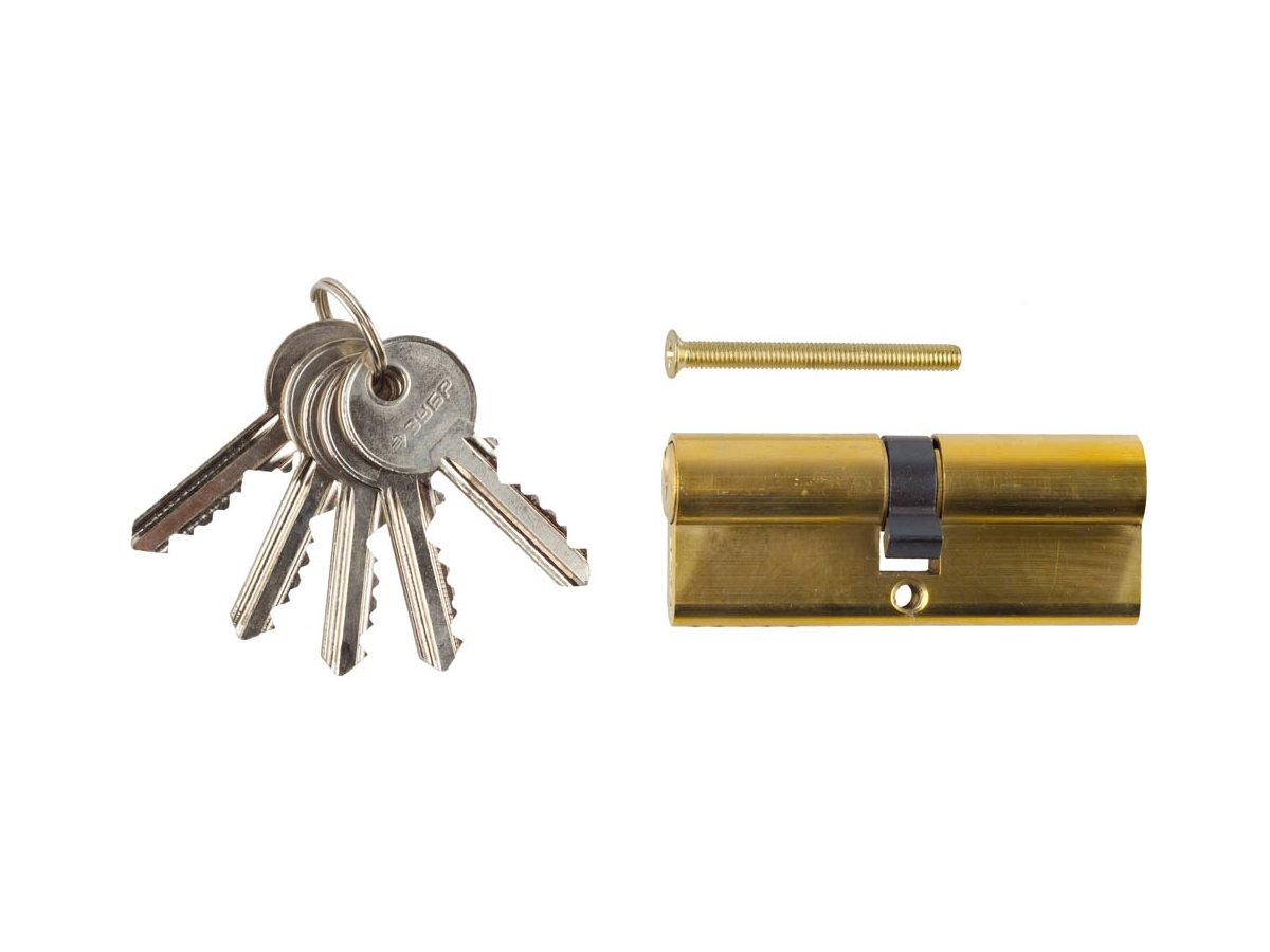 Механизм ЗУБР "МАСТЕР" цилиндровый, тип "ключ-ключ", цвет латунь, 5-PIN, 80мм (52101-80-1) - фото 2 - id-p46218540