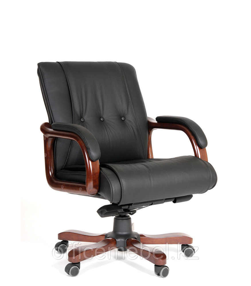 Кресло офисное на роликах CHAIRMAN 653M, низкая спинка, кожа натуральная - фото 1 - id-p46226033