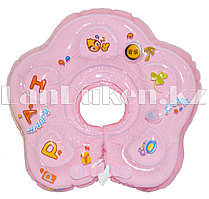 Детский круг музыкальный с погремушкой для купания на шею (розовый) 