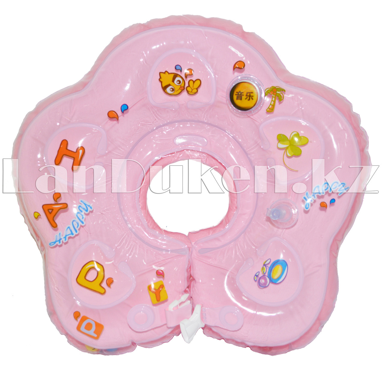 Детский круг музыкальный с погремушкой для купания на шею (розовый) - фото 1 - id-p46149619