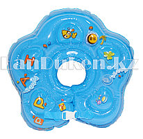 Детский круг музыкальный с погремушкой для купания на шею (голубой)