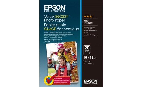 Фотобумага 10x15 Epson C13S400037 Value Glossy Photo Paper 20 sheet
