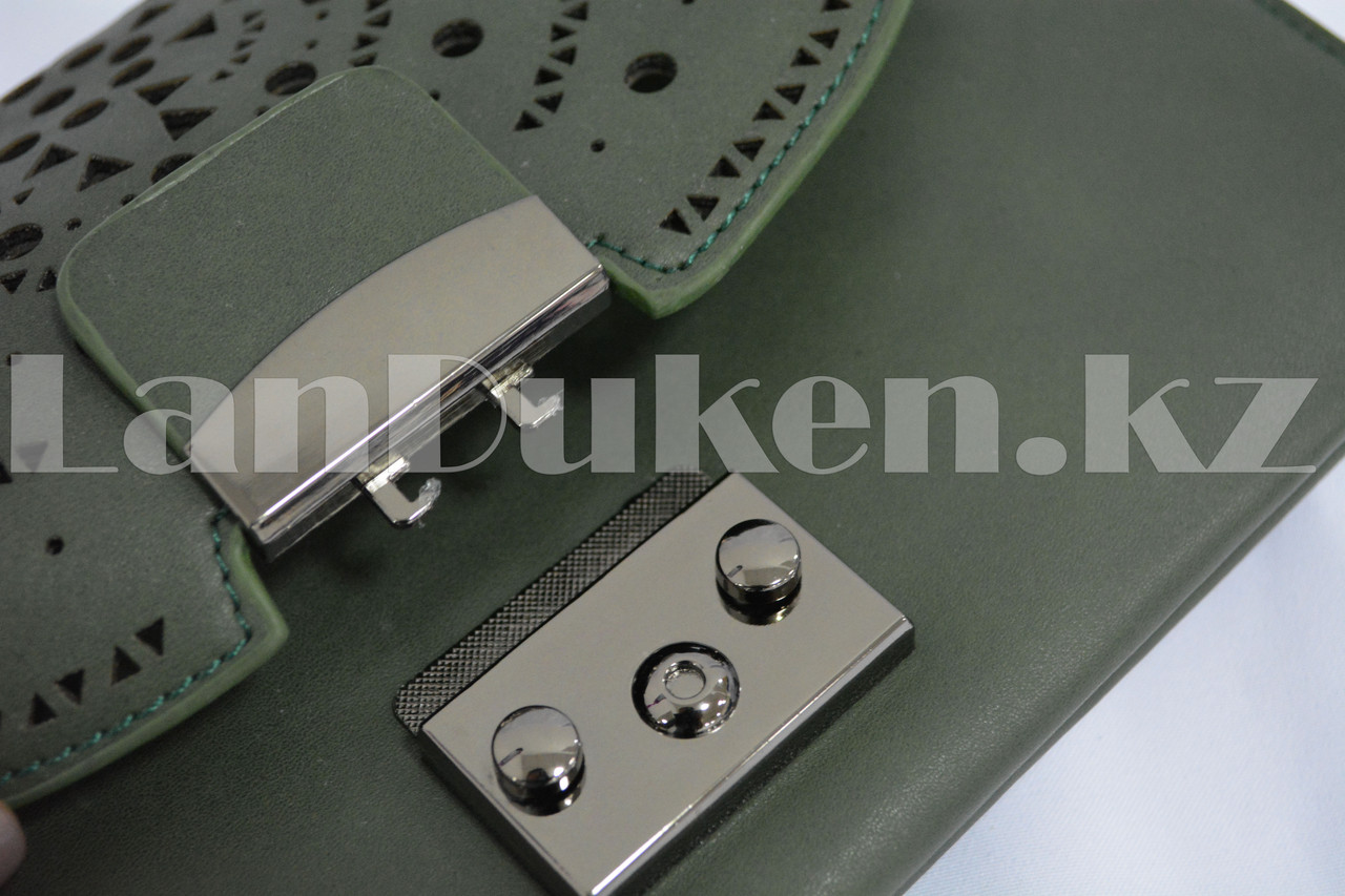 Клатч с ажурным прорезным узором зеленый A203 - фото 3 - id-p46263540