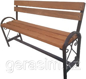 Скамейка со спинкой с узором и подлокотниками (НДС 12% в т.ч.)