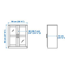 Шкаф с дверями БРИМНЭС стекло белый ИКЕА, IKEA, фото 3