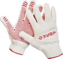 Перчатки ЗУБР "МAСTEP" трикотажные, 7 класс, х/б, с защитой от скольжения, L-XL