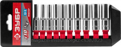 ЗУБР МАСТЕР 1/4" набор торцовых головок удлиненных 10 предм.