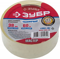 Лента ЗУБР "МАСТЕР" клеящая, прозрачная, усиленная прочность, толщина 50 мк, 38мм х 60м
