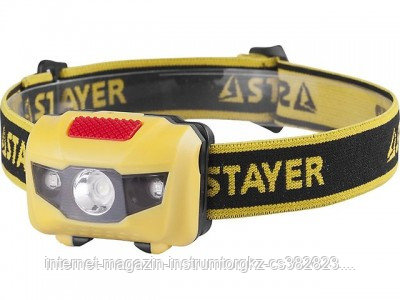 Фонарь STAYER "MASTER" MAXLight налобный светодиодный, 1Вт(80Лм)+2LED, 4 режима, 3ААА