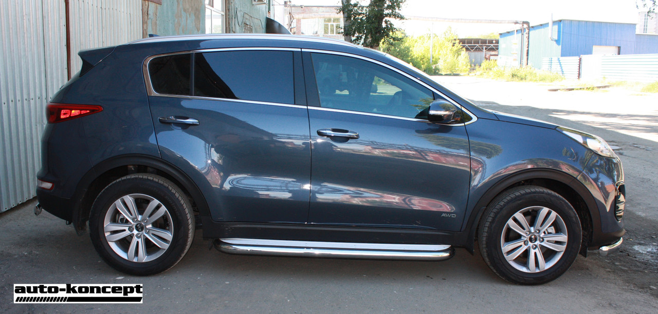 Пороги стальные KIA Sportage 2016-, D60.3, с площадкой