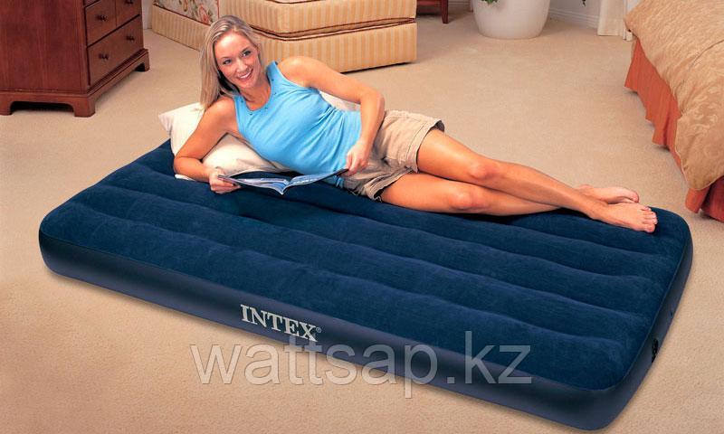 Кровать надувная Intex 99x191x22 см, max 136 кг, Intex 68757 поверхность флок - фото 2 - id-p46335494